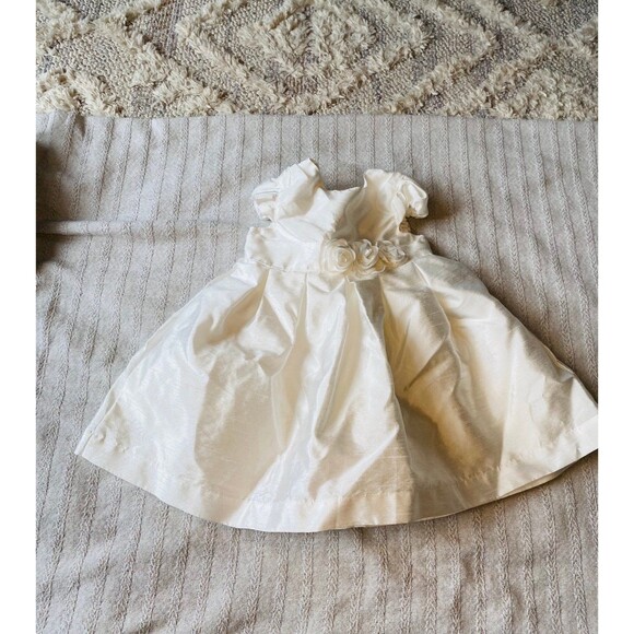 Carters off white formal dress baby girl 6 months christening satin sheen - Picture 2 of 9
